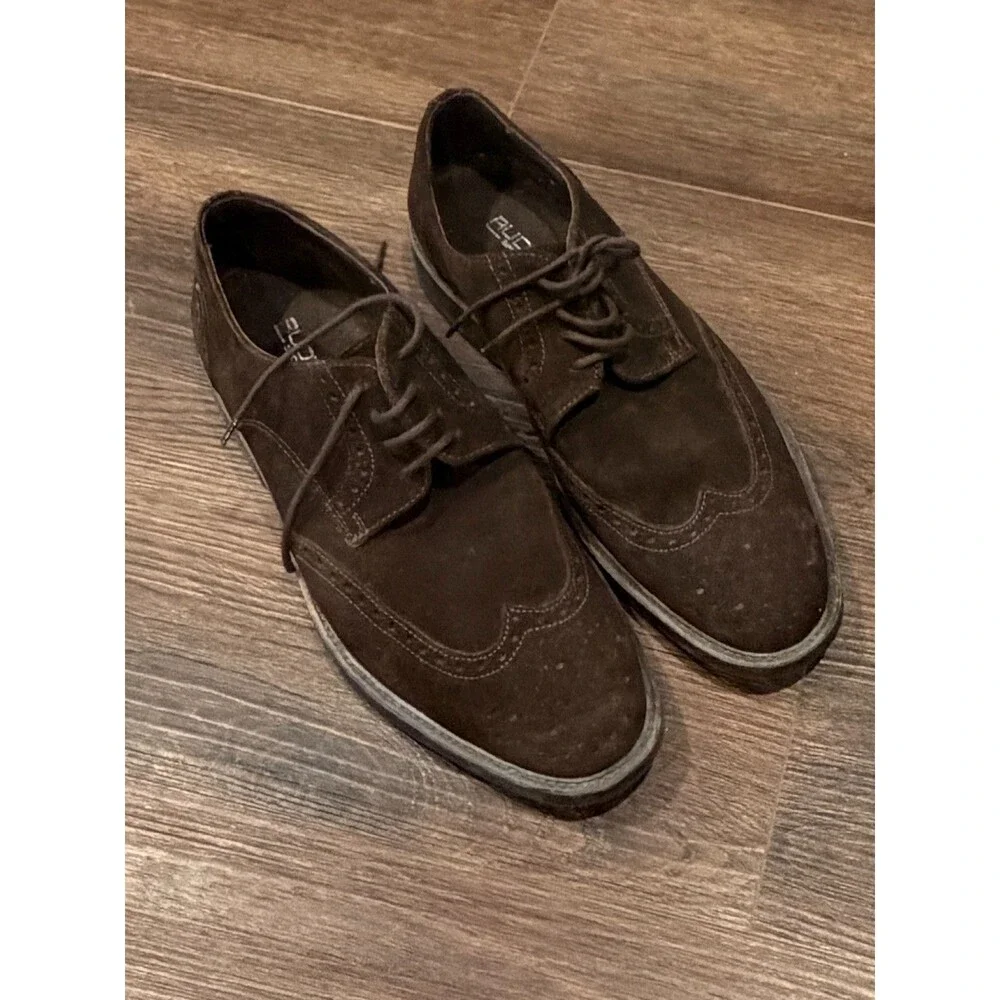 Rudy's Paris Sport Mens 11 EU 44 Suede Wingtip Derby Shoes Brown Brogue Oxford